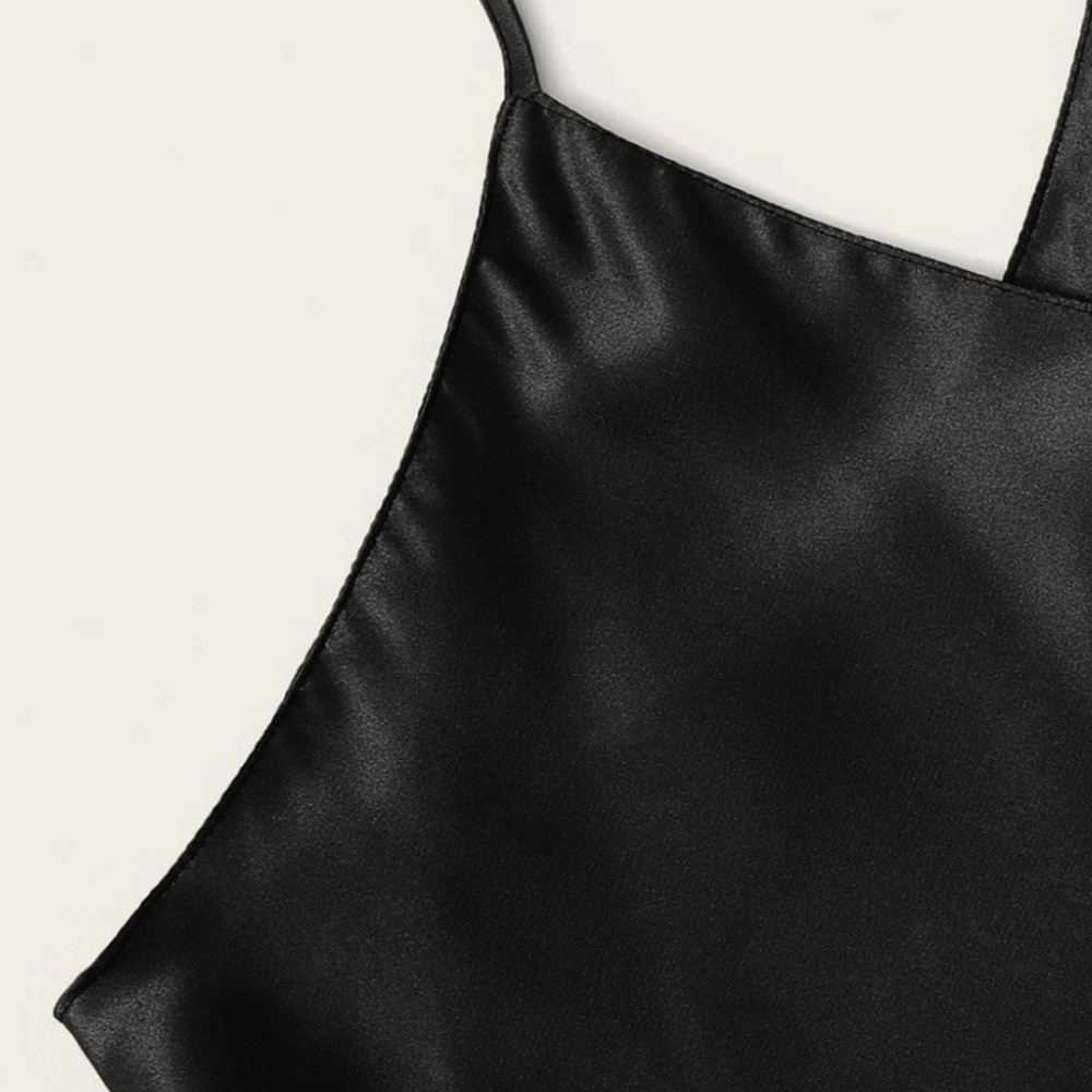 BLACK SATIN BABYDOLL NIGHTWEAR - Picture 4 of 5